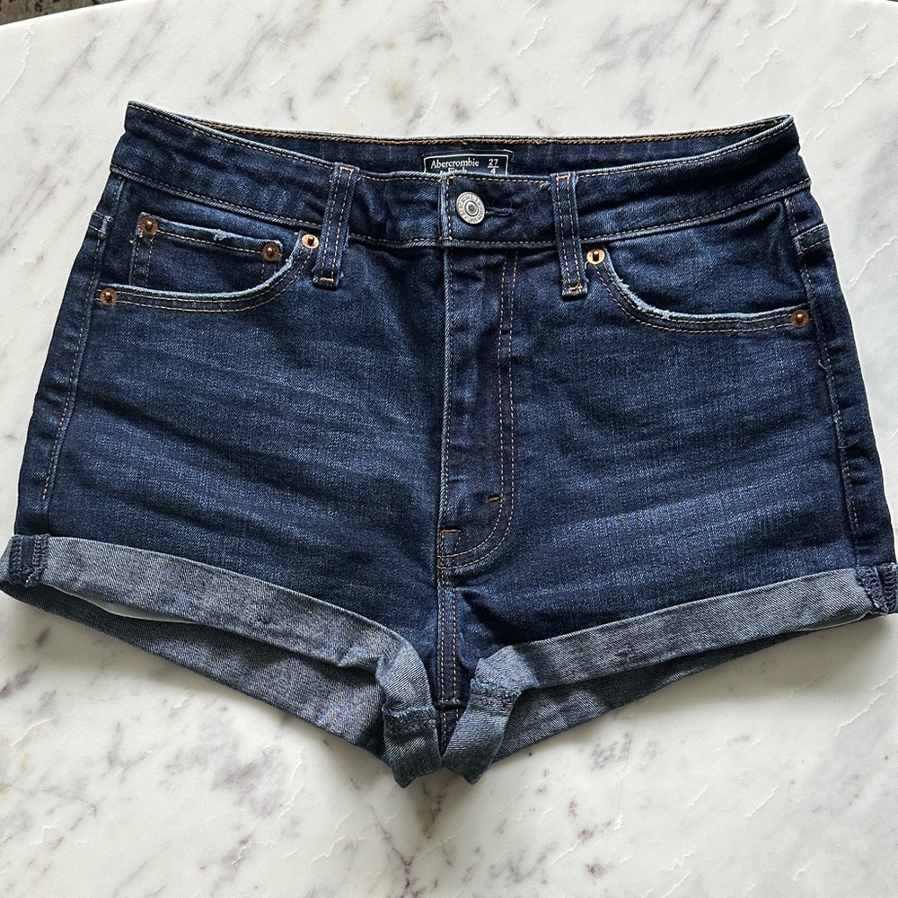 Abercrombie & Fitch Dark Blue Jean Shorts